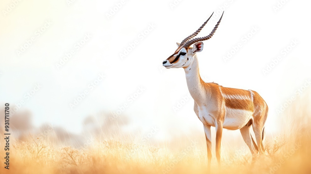 Elegant antelope standing in its natural habitat, with empty copy space for text or design elements Elegant antelope standing in its natural habitat, with empty copy space for text or design elements