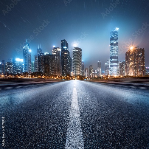 Rain-Slicked Asphalt and Gleaming Skyscrapers: A Cityscape of Adventure and Possibility"