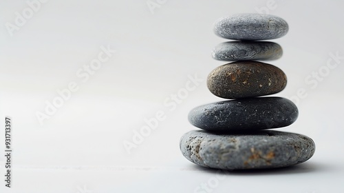 Stack Stone Pebble Isolated on white backgroundZen Balance Wellness Yoga Spa Nature Travel conceptMindfulness Japanese Lifestyle SpaceStone Symbols Mind Stress PeaceNature Meditation R : Generative AI photo