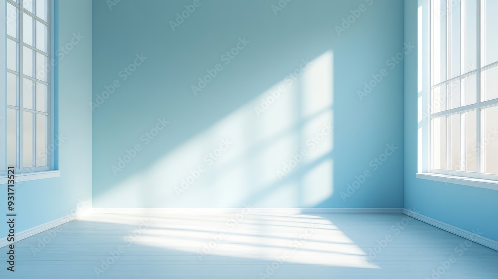 Empty room with a light blue gradient background, creating a soft and soothing environment for creative displays. Empty room with a light blue gradient background, creating a soft and soothing environment for creative displays.