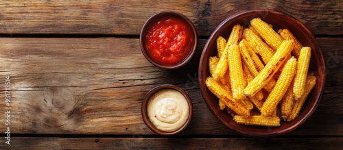 Bowl of corn sticks accompa...