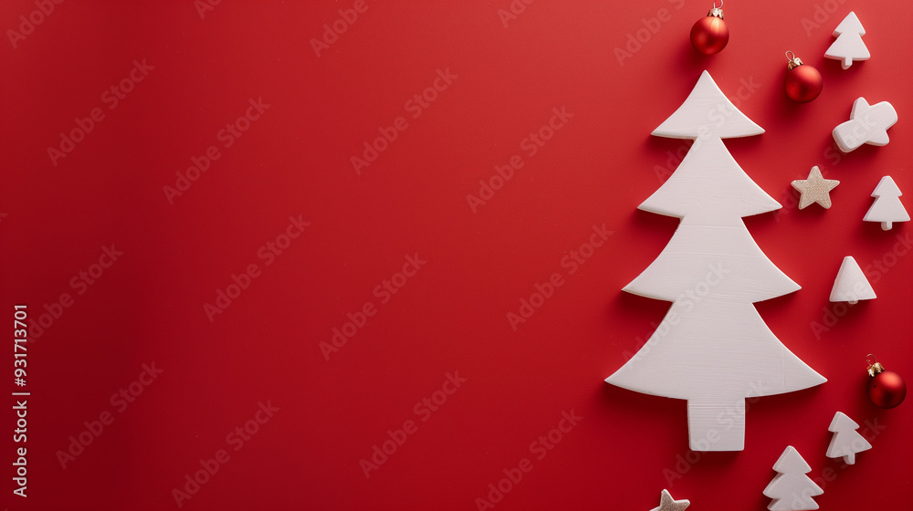 christmas tree on red
