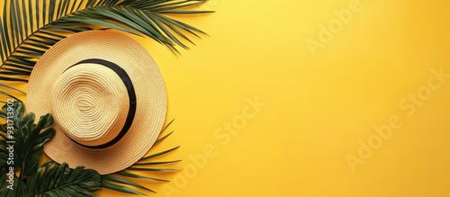 Tropical palm leaf and a su...