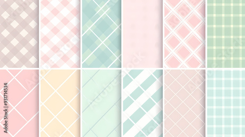 Plaid pattern seamless ornate set pastel color vector image