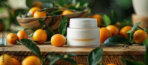 A white jar of cosmetic cre...