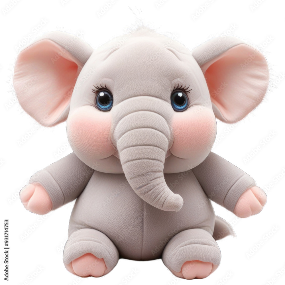 Fototapeta premium Cute Plush Elephant Toy for Kids isolated on transparent background