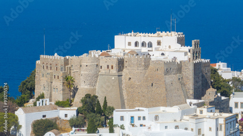 Obraz na płótnie Aerial view of the Holy Monastery of Saint John the Theologian on Patmos island, Greece w salonie
