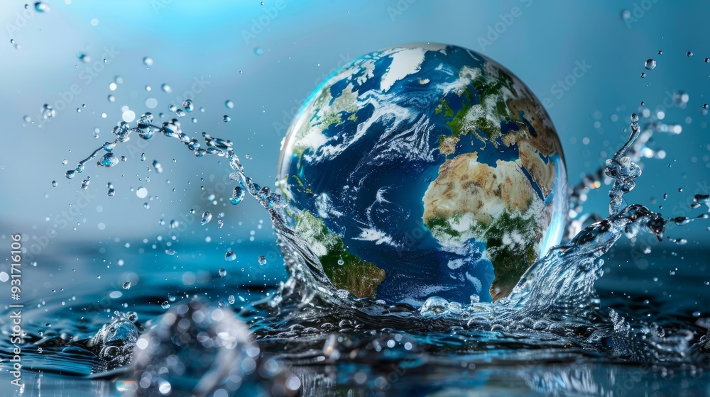 A stunning view of Earth emerging from water, showcasing the planet's beauty and the significance of water in our ecosystem. A stunning view of Earth emerging from water, showcasing the planet's beauty and the significance of water in our ecosystem.