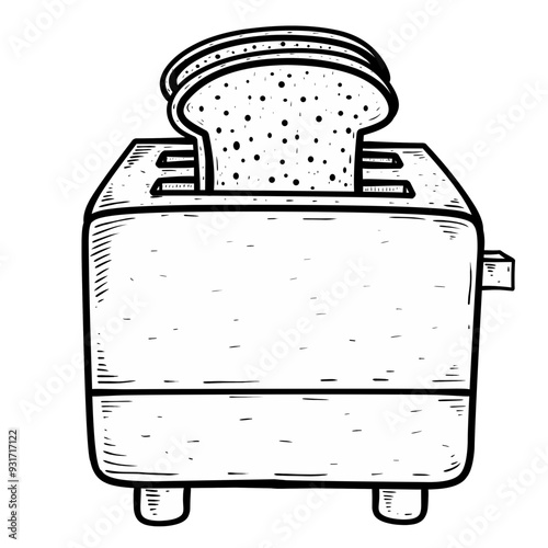 Sketch illustration of a toaster with bread