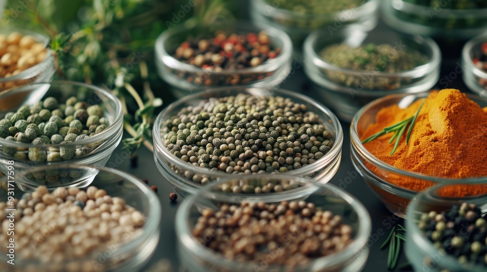 Aromatic Spices in Glass Bowls Aromatic Spices in Glass Bowls