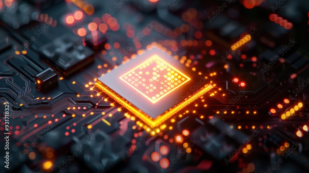 Supercomputer Sprite Contemporary supercomputer illustration with glowing circuitry, neon ...