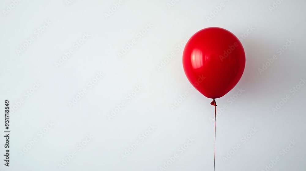 A single red balloon against a white background. A single red balloon against a white background.