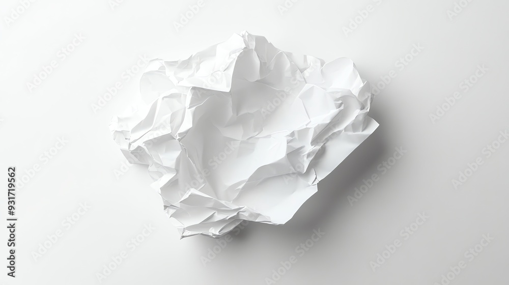 A crumpled piece of white paper on a white background. A crumpled piece of white paper on a white background.