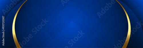 Modern abstract gradient dark navy blue banner background with shape gold