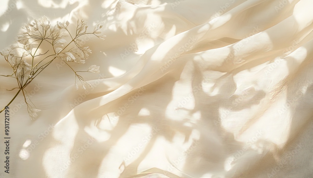 © CreativePulse - Generate a professional boho wedding textile background with smooth neutral beige linen fabric. Add subtle abstract floral shadows created by sunlight to create a sophisticated look © CreativePulse - Generate a professional boho wedding textile background with smooth neutral beige linen fabric. Add subtle abstract floral shadows created by sunlight to create a sophisticated look