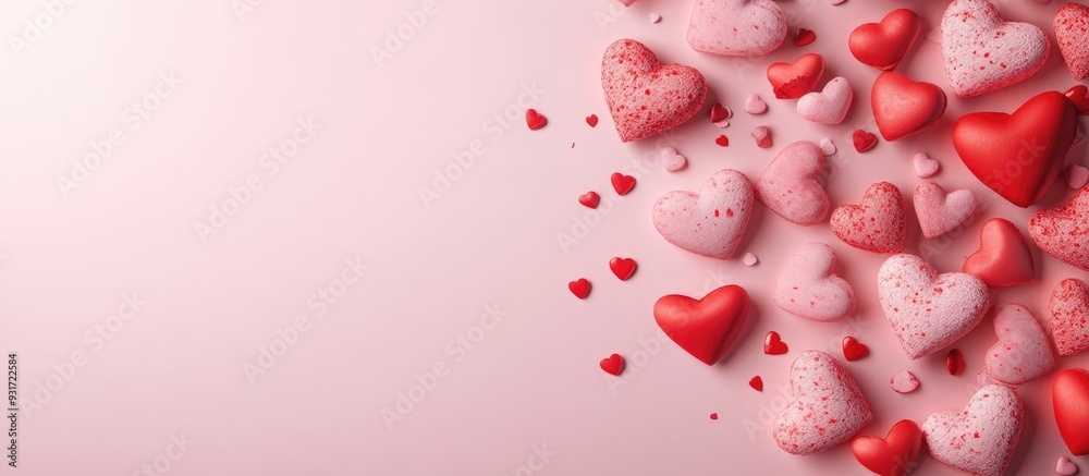 Valentine s Day love flat lay backdrop with hearts. with copy space image. Place for adding text or design Valentine s Day love flat lay backdrop with hearts. with copy space image. Place for adding text or design