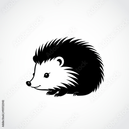 cute hedgehog simple black white illustration