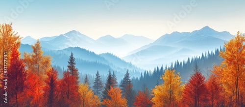 Autumn mountain landscape w...