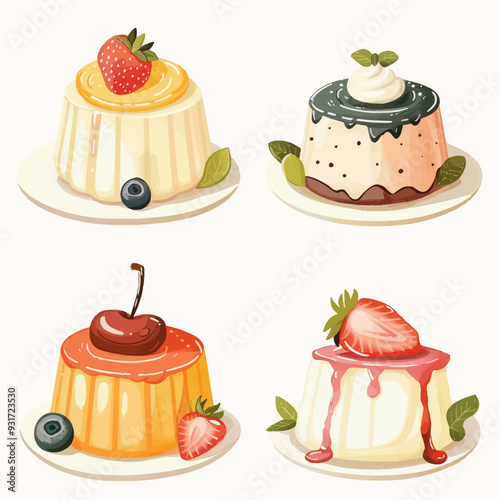 Vector Panna Cotta simple and mini