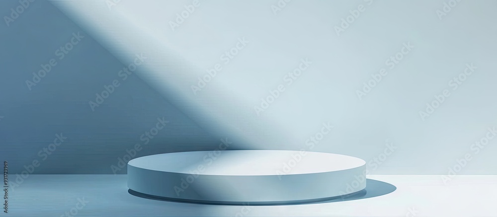 Product presentation Podium with shadows on a light blue background Area for text. with copy space image. Place for adding text or design Product presentation Podium with shadows on a light blue background Area for text. with copy space image. Place for adding text or design