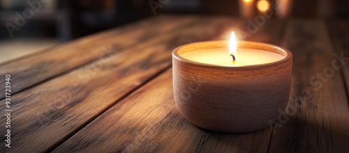 Close up of a spa candle on...