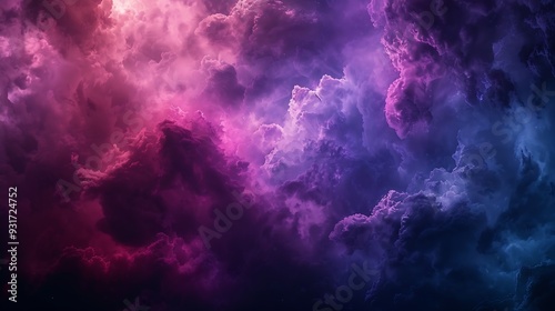 Black dark deep purple violet blue pink magenta fuchsia sky Storm rain cloud Fog smoke mist steam Gloomy night dramatic ominous sky Fantasy universe mystic Or spooky evil nightmare hor : Generative AI