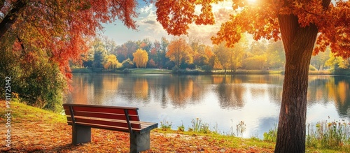 Autumn park and lake vibran...
