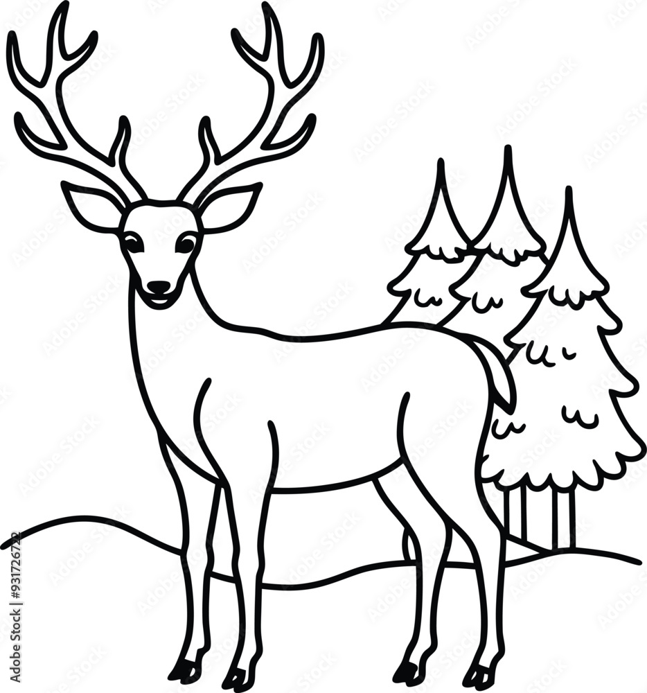 Endearing deer illustration in black and white, perfect for a kids' coloring book to encourage creativity and relaxation.
Endearing deer illustration in black and white, perfect for a kids' coloring book to encourage creativity and relaxation.