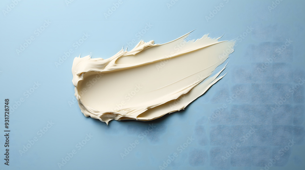 Highlighting the Exquisite Texture of Skincare Beige Cream – Minimalist Setting with Light Blue Background Highlighting the Exquisite Texture of Skincare Beige Cream – Minimalist Setting with Light Blue Background