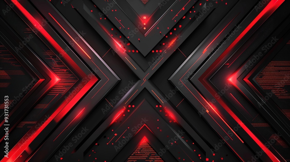 Abstract black and red geometric background with glowing lines. Abstract black and red geometric background with glowing lines.