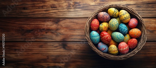 Colorful Easter eggs in a b...