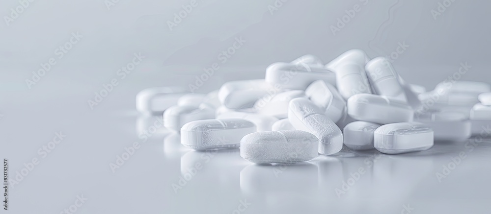 White medical pills Medication for drug treatment Health Pharmacy copyspace White medical pills Medication for drug treatment Health Pharmacy copyspace