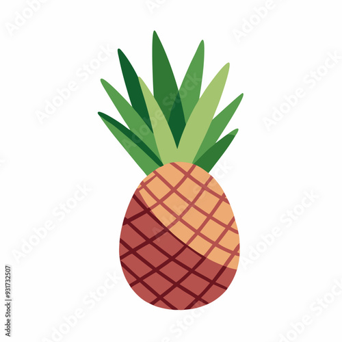 Pineapple Simple cartoon icon pineapple fruit Vegan organic natural food Vector illustration (8)