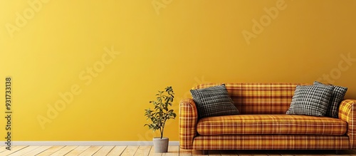 Stylish sofa with a plaid p...