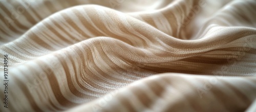 Close up macro of striped textile with a brown or beige background texture backdrop. with copy space image. Place for adding text or design photo