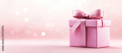 Pink gift box tied with a b...