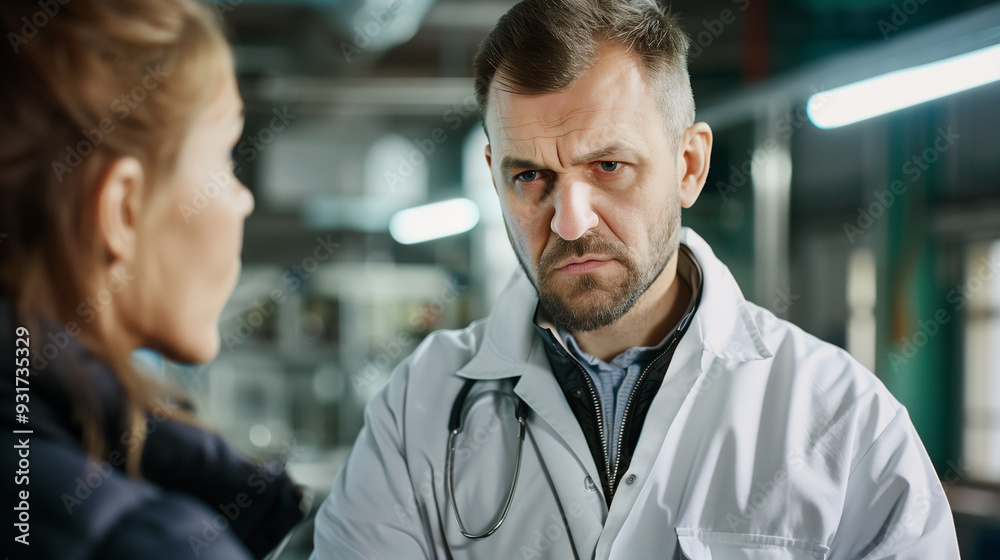 man male doctor with a serious face examines a patient man male doctor with a serious face examines a patient