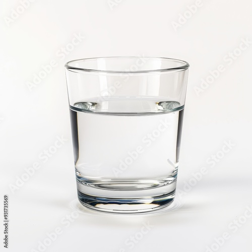 Wallpaper Mural A clear glass filled halfway with water, isolated on a white background. Torontodigital.ca