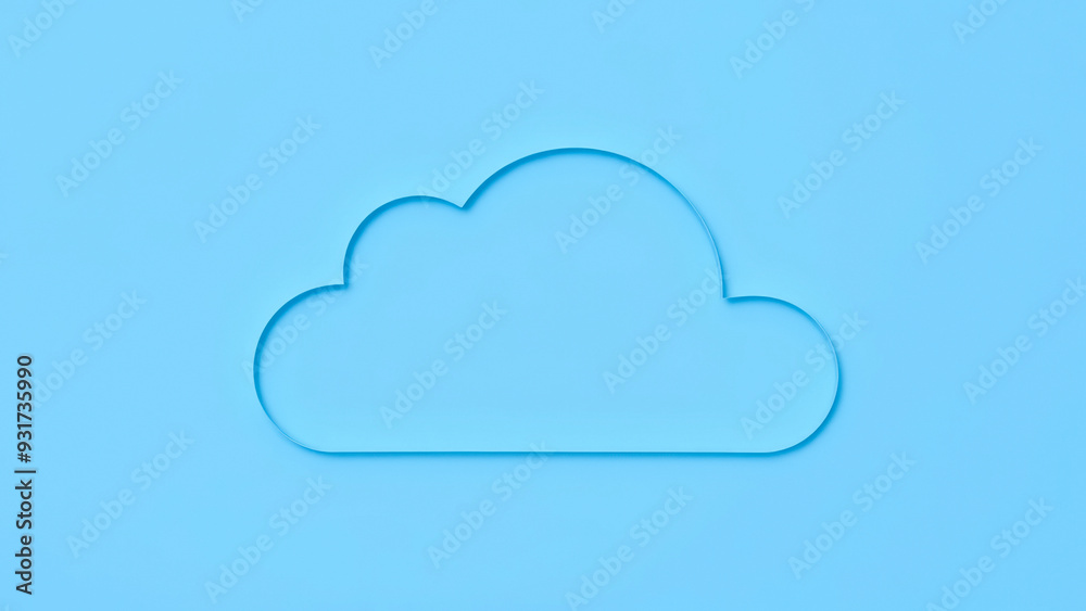 3D Cloud Icon on Blue Background 3D Cloud Icon on Blue Background