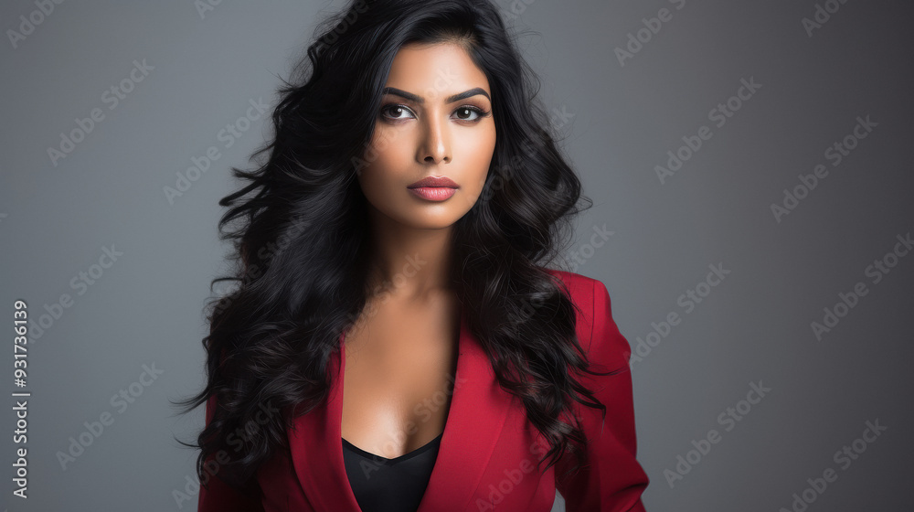 Naklejka premium young indian business woman standing on isolated background