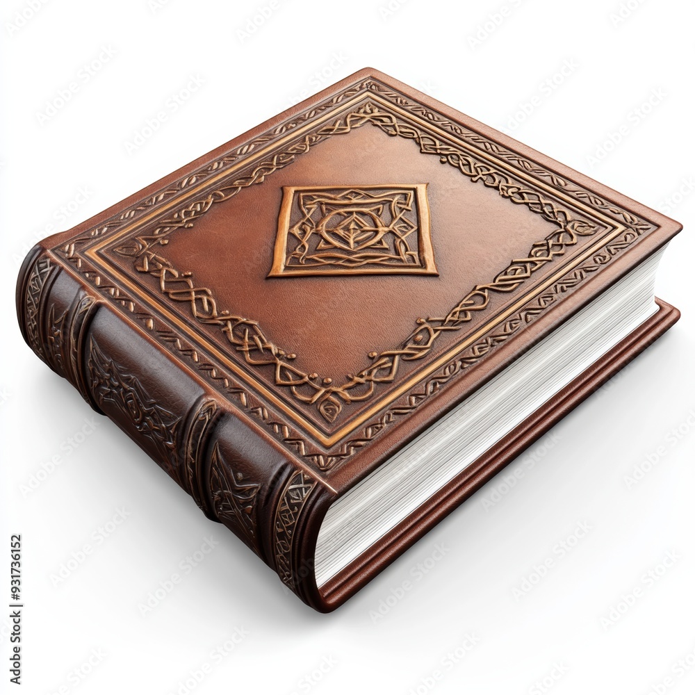 Fototapeta premium A brown book with a decorative design on the cover, AI