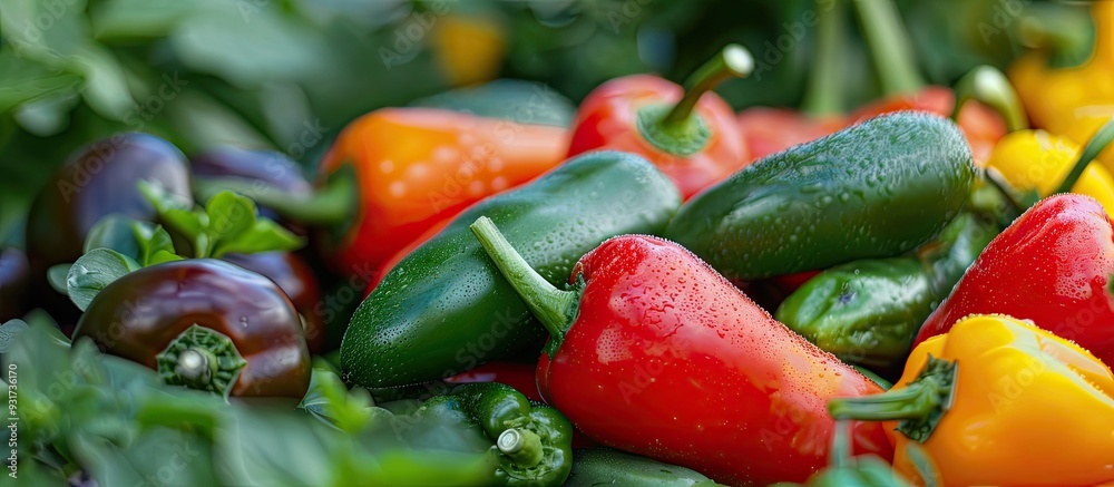 Close up of fresh jalapeno peppers Selective focus. with copy space image. Place for adding text or design Close up of fresh jalapeno peppers Selective focus. with copy space image. Place for adding text or design
