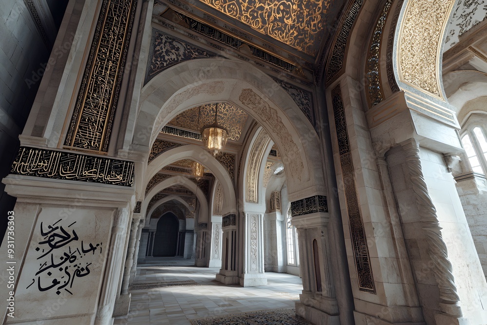 Interior of a Grand Mosque with Arched Passageways Interior of a Grand Mosque with Arched Passageways