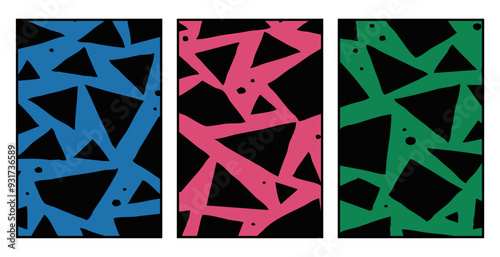 Set of 3 Abstract pattern. Illustration for printing on wall decorations. For use in graphics.