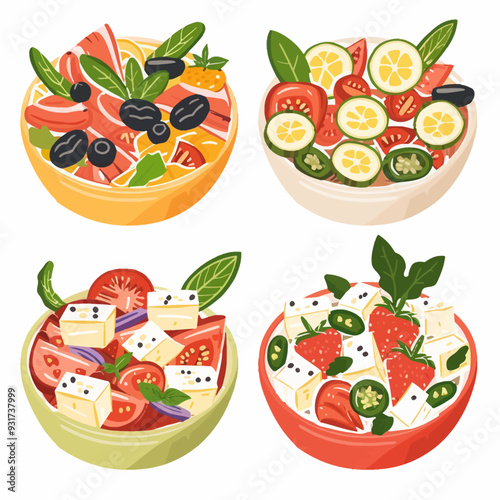 Vector Greek Salad simple and mini