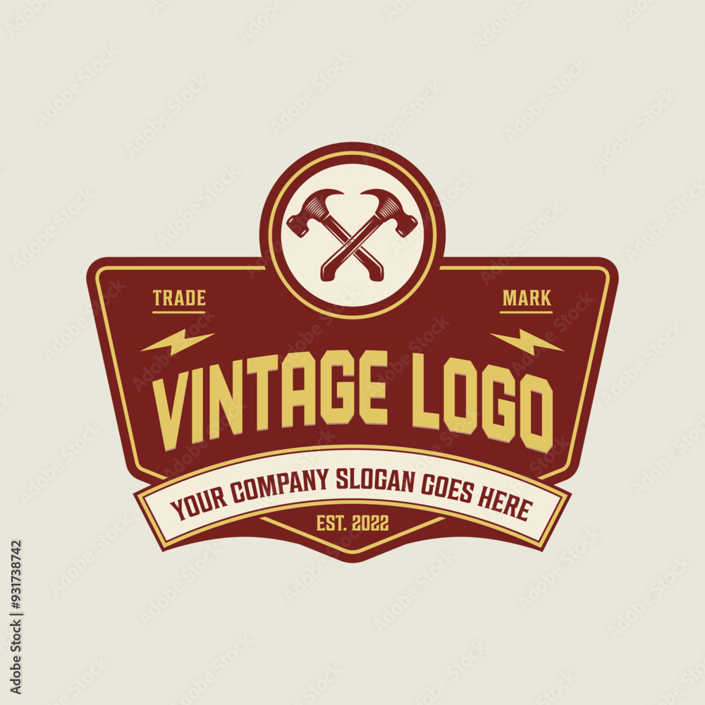 Fototapeta premium Real estate logo design with vintage badge template.