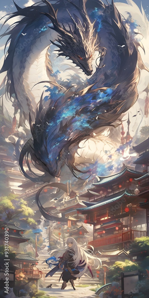 Fototapeta premium A magical world of anime monsters, fantastical creatures.
