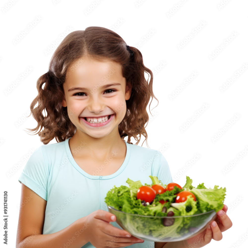 PNG Girl eating salad child smile happy. PNG Girl eating salad child smile happy.