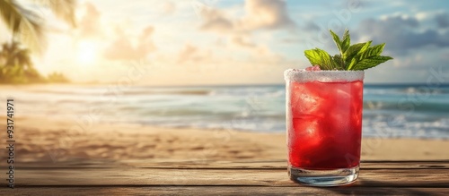 Red cocktail with copy spac...