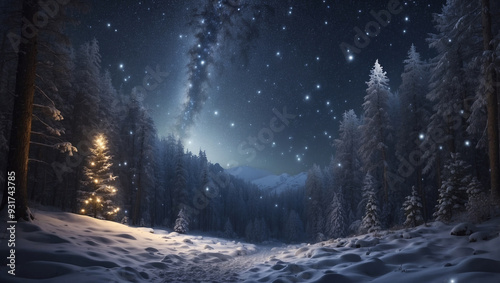 winter forest in the night